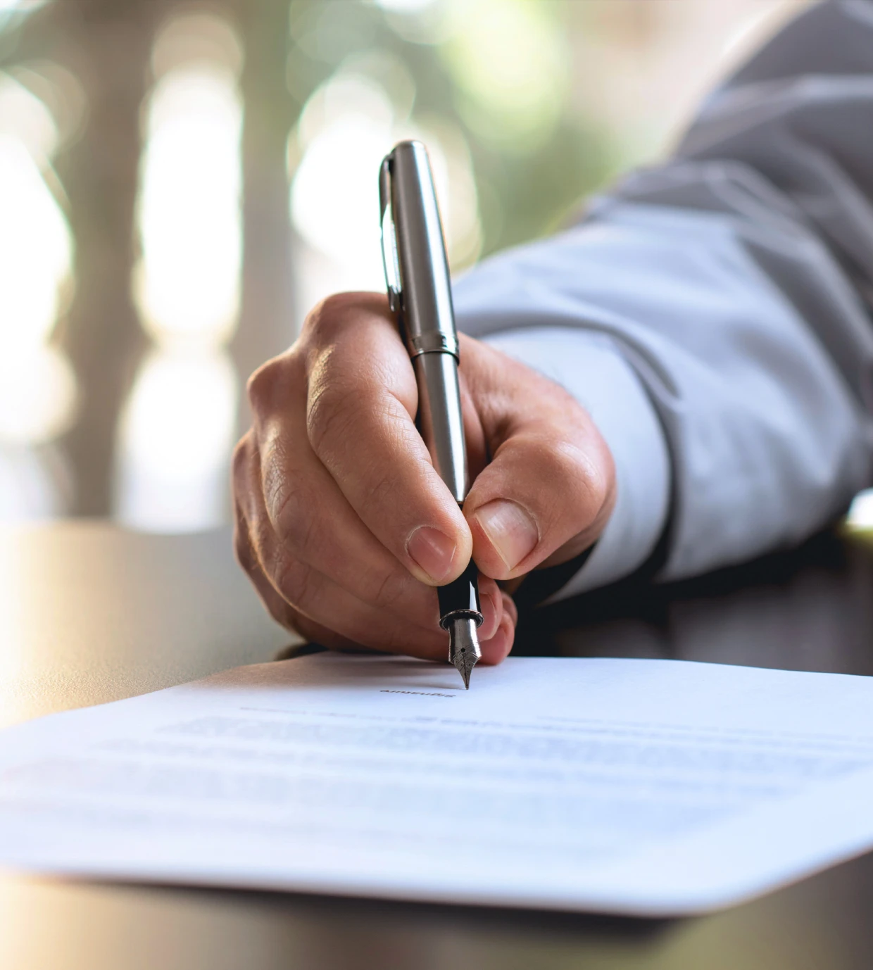 Close-up of hand signing contract